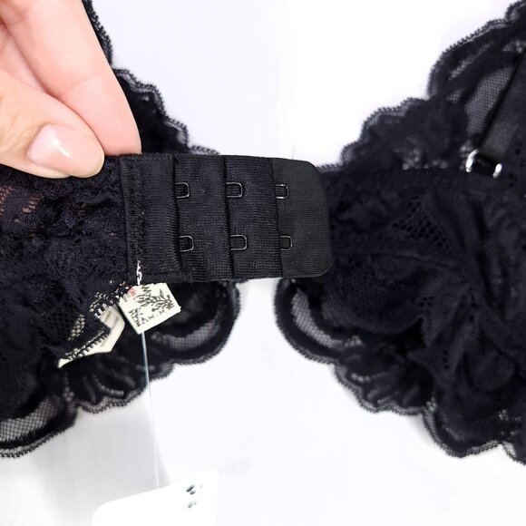 Free People Intimately Bra Lace Sheer Wireless Size Medium Black Adjustible - Picture 6 of 13